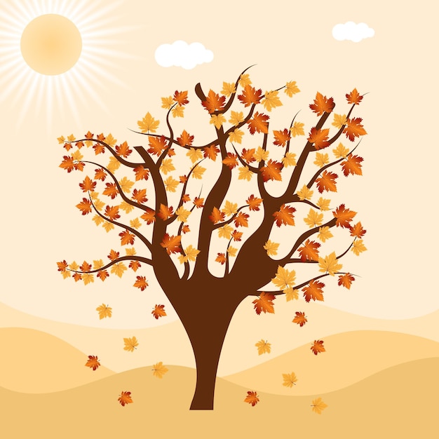 Vector autumn tree nature tree background