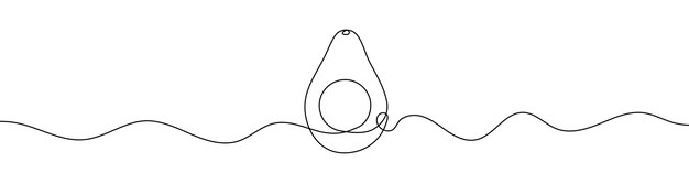Vector avocado one line icon continuous line drawing of avocado