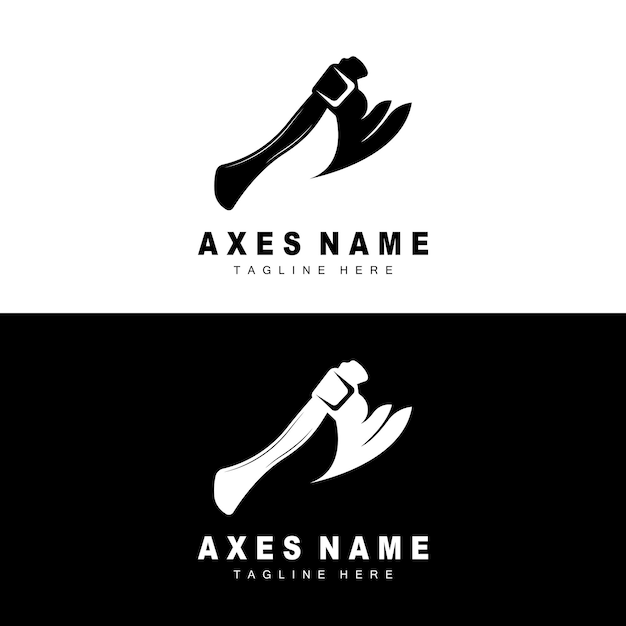 Vector ax logo design war tool illustration and woodcutter vector