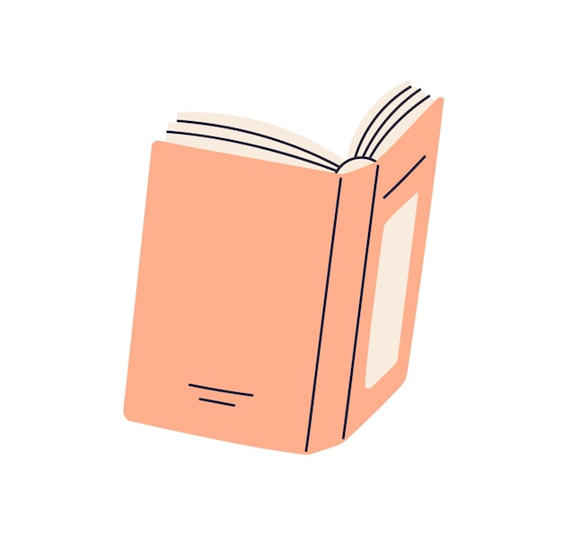 Vector back of open book with paper pages. hard cover of abstract literature. hardback and spine of school textbook, novel for reading, studying. flat vector illustration isolated on white background.