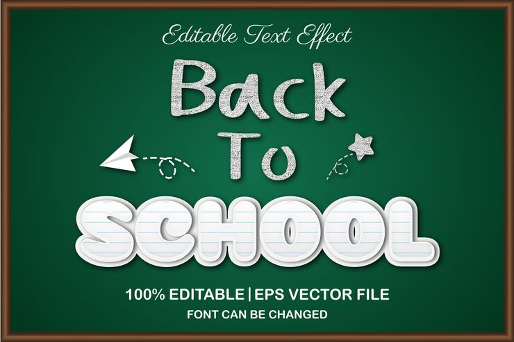 Back to school 3d editable text effect