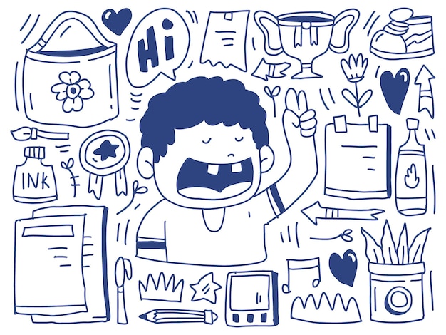 Vector back to school kawaii doodle design