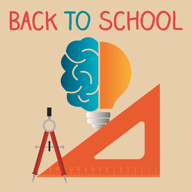 Vector back to school label with brain storming