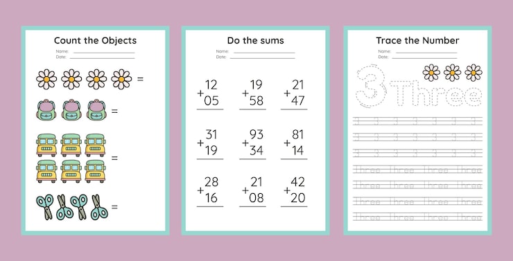Vector back to school number tracing worksheet