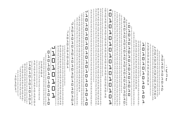 Vector background of binary code in the form of a cloud digital binary data with streaming digital code