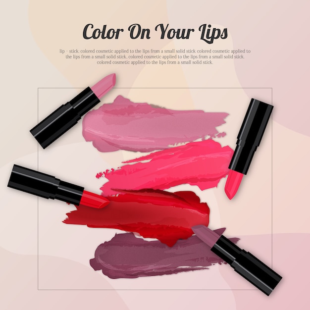 Vector background of lipstick packing and lipstick smear samples