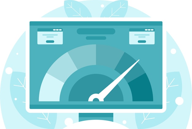 Vector background with measurement on display speed measurement program on a computer monitor vector grap