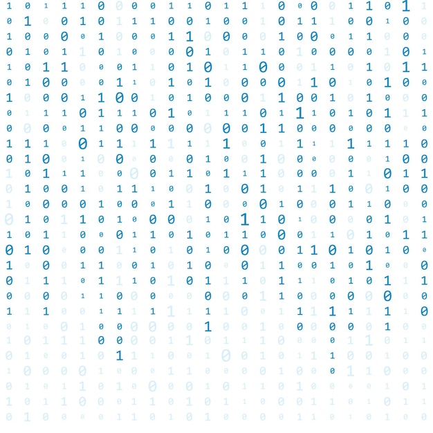 Vector background with numbers on screen binary code zero one computer code coding