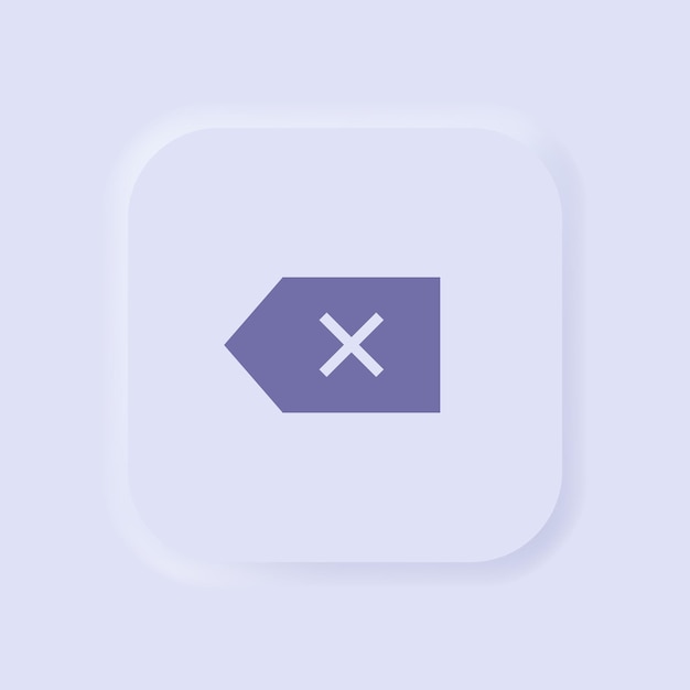 Vector backspace icon in neumorphism style neumorphic remove button