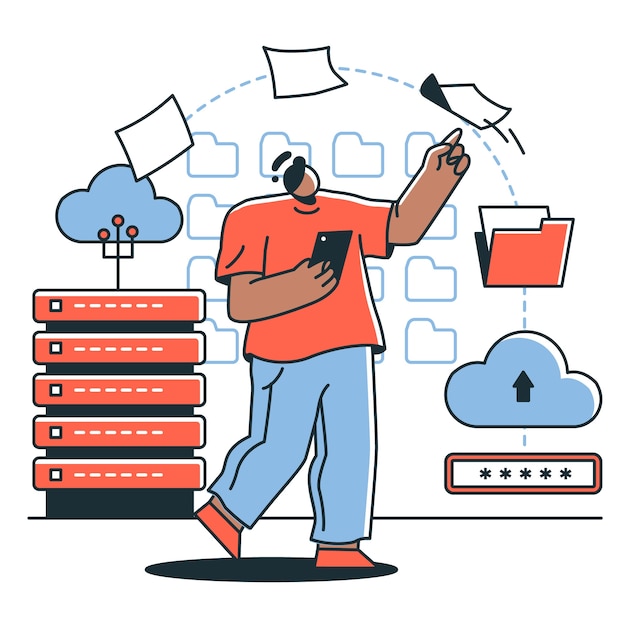 Vector backup  concept illustration