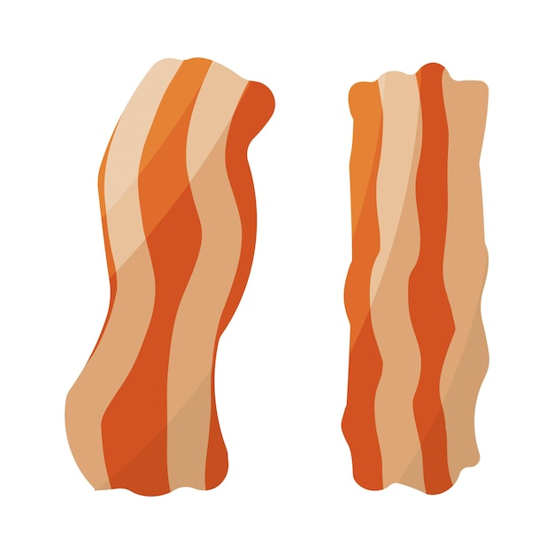 Vector bacon pieces fried meat breakfast icon element