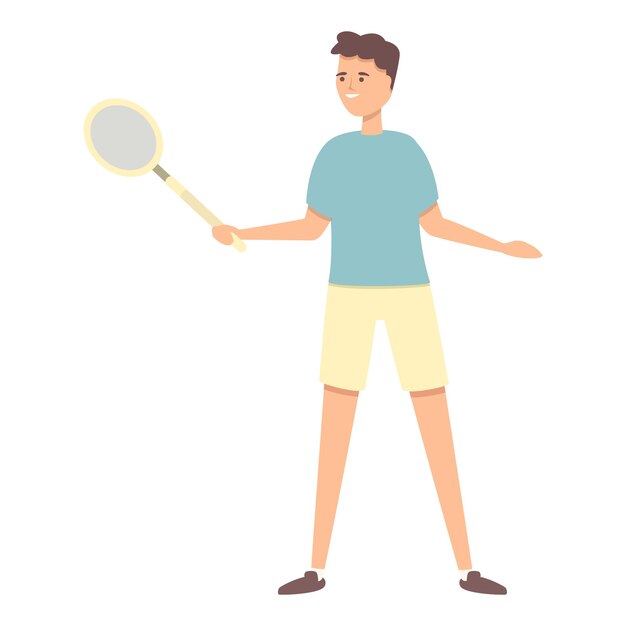 Vector badminton play icon cartoon vector sport exercise active workout