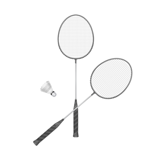 Vector  badminton rackets with shuttlecock