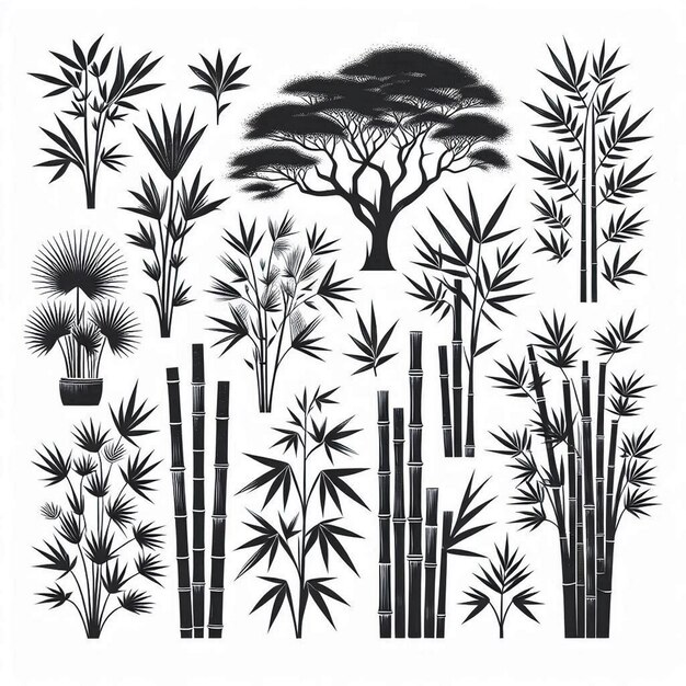 Vector bambo shiloute vector