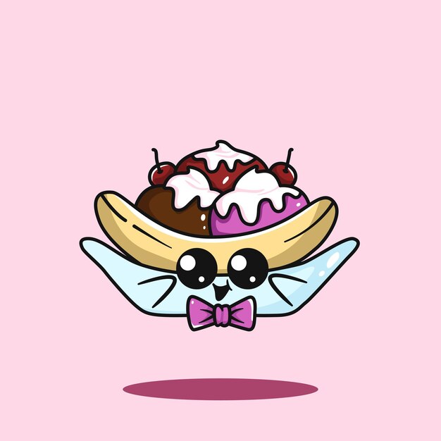 Vector banana bowl with cherry