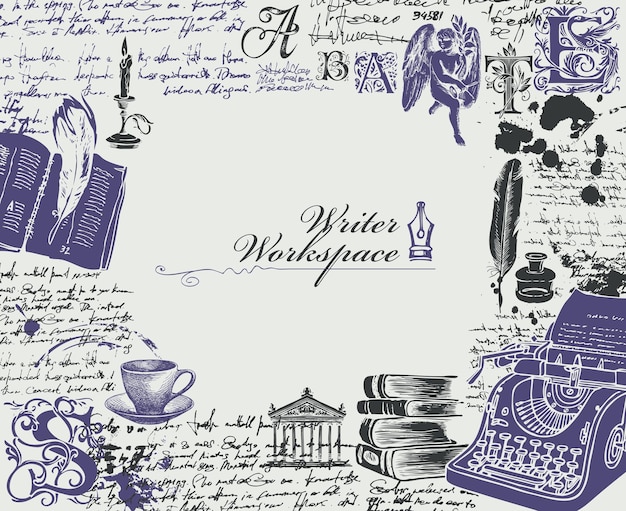 Vector banner on writers theme in vintage style
