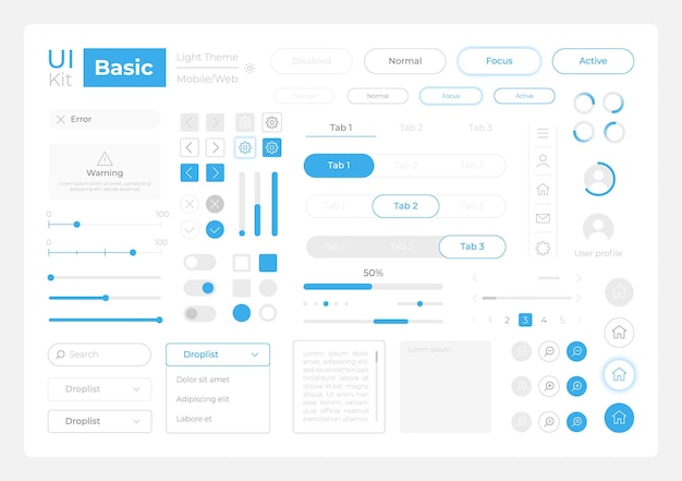 Vector basic system settings ui elements kit