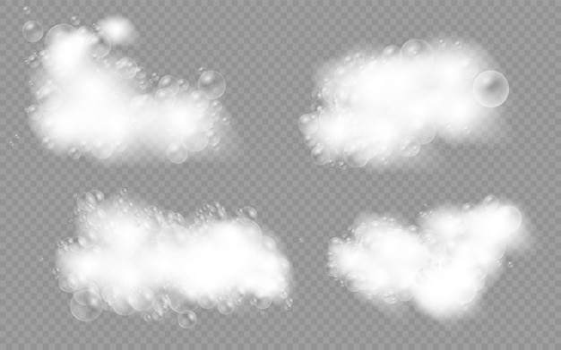 Vector bath foam with shampoo bubbles isolated