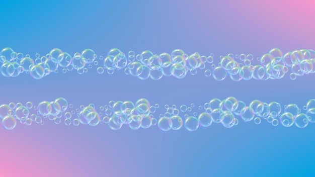 Vector bathtub foam detergent soap bubble and suds for bath shampoo