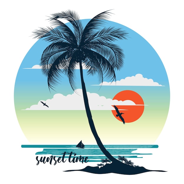 Vector beach sunset vector art