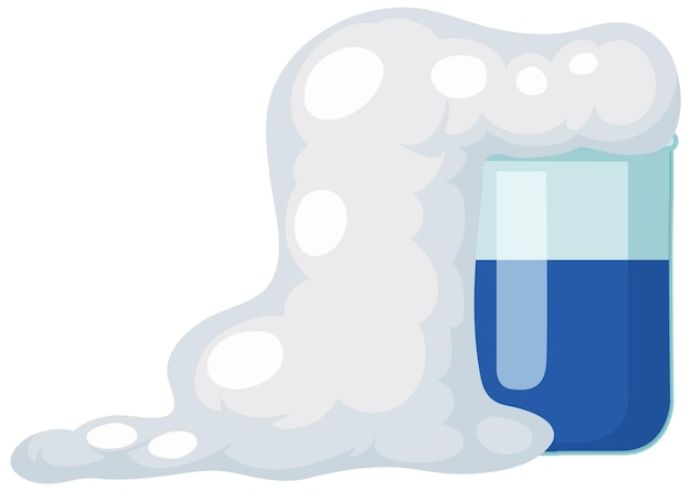 Vector beaker contain blue liquid with smoke