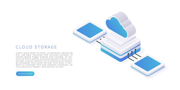 Vector beautiful cloud storage in 3d rendering