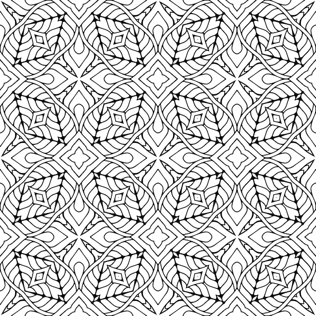 Vector beautiful indian traditional seamless pattern black and white
