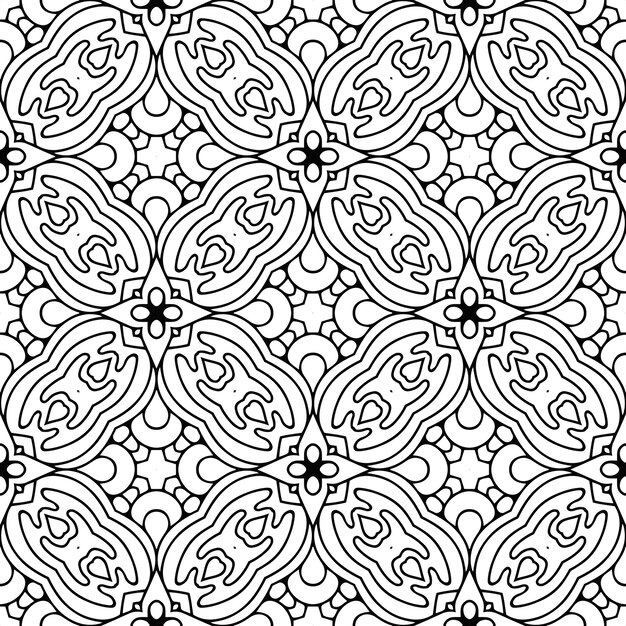 Vector beautiful indian traditional seamless pattern black and white