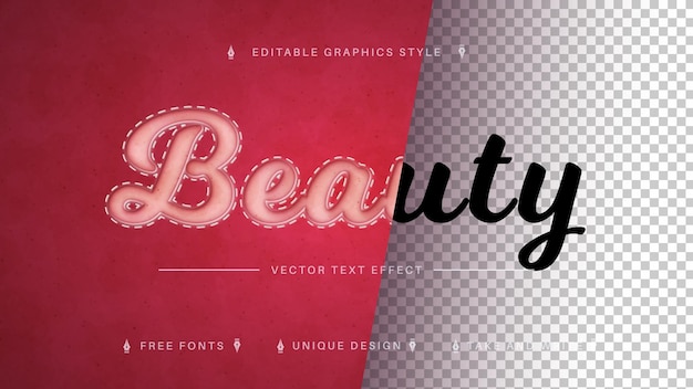 Vector beauty editable text effect, font style