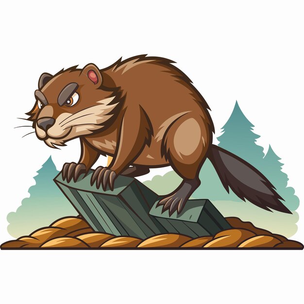 Vector beaver climbing vector