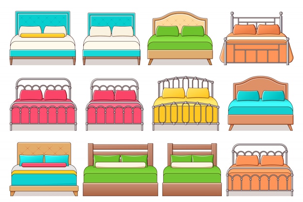 Vector bed icon set