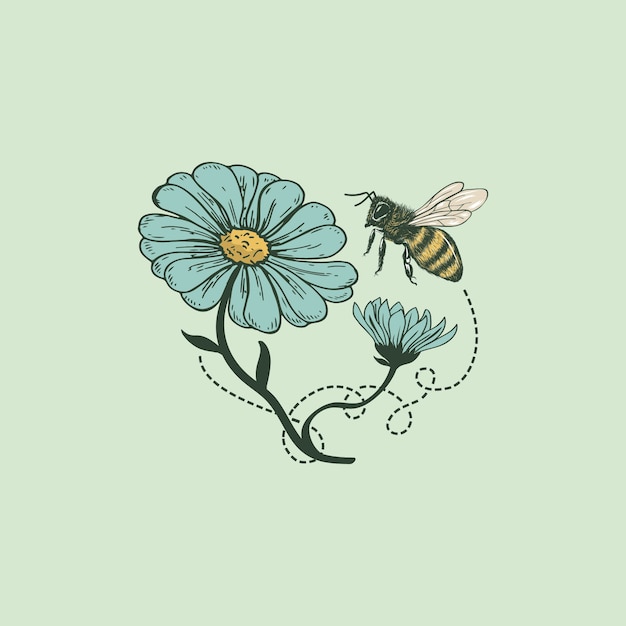Vector bee flower logo 