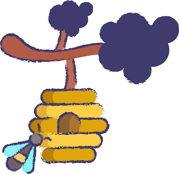 Vector beehive hand drawn vector illustration