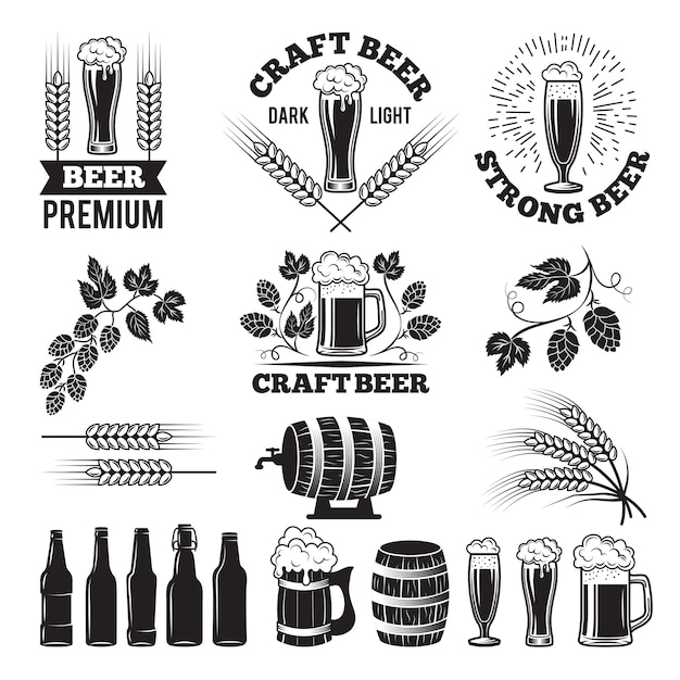 Vector beer pub labels set.