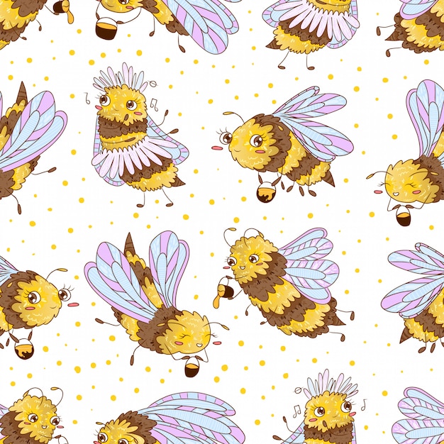 bees seamless pattern
