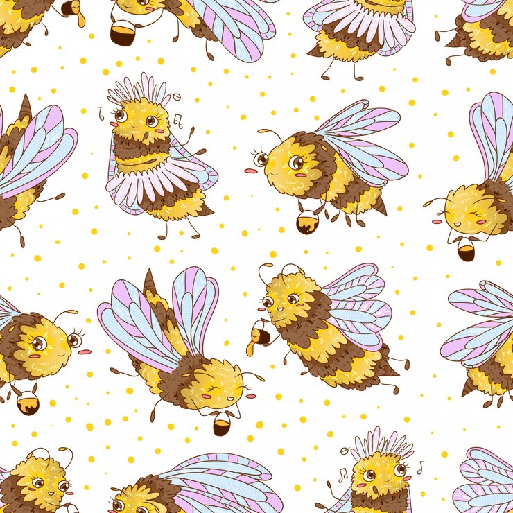 bees seamless pattern
