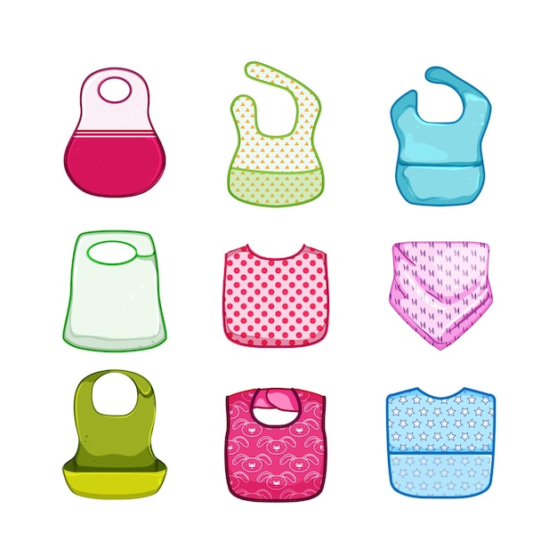 Vector bib set cartoon vector illustration
