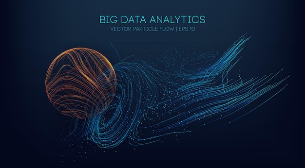 Vector big data analytics abstract vector background 3d vector sphere data stream in abstract style