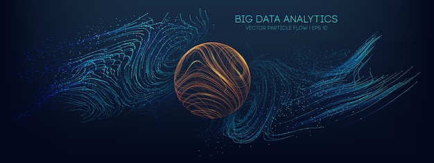 Vector big data analytics abstract vector background 3d vector sphere data stream in abstract style