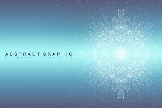 Vector big data complex. graphic abstract background communication. perspective backdrop of depth. minimal array with compounds lines and dots. digital data visualization. big data vector illustration.