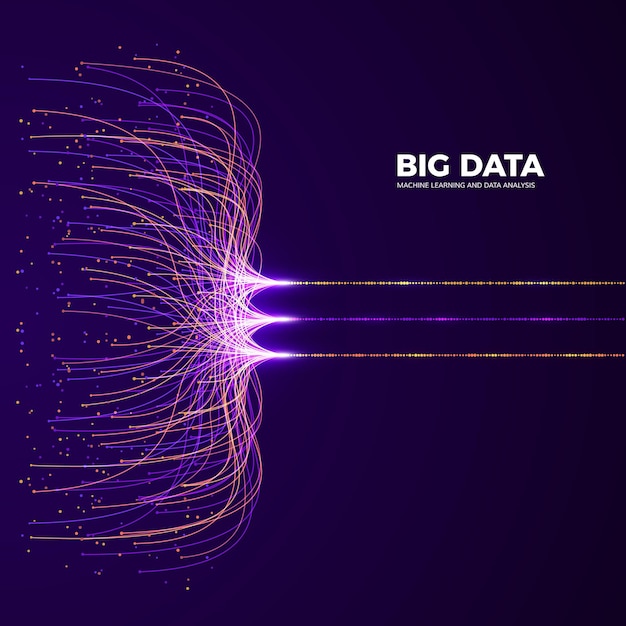 Vector big data concept and innovation. network and data analysis. digital technology visualization. dot and connection lines data flow and processing information.  