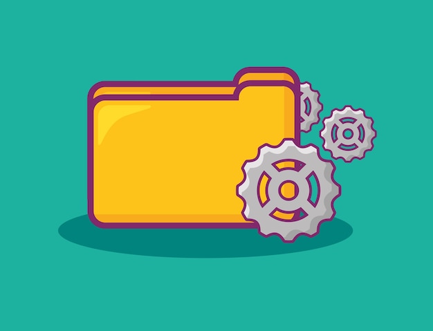 Vector big data design with document folder and gear wheels 