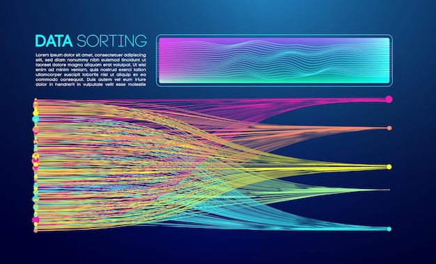 Vector big data driven abstract visualization with flowing colorful lines and gradient waves