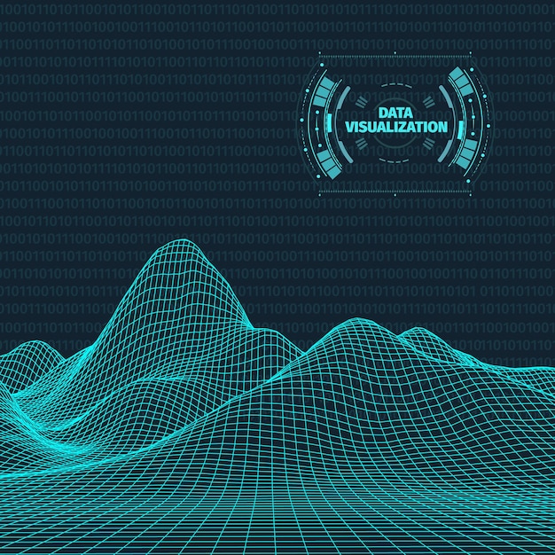 Vector big data visualization. background 3d .big data connection background. cyber technology ai tech wire network futuristic wireframe data visualisation. vector illustration . artificial intelligence .
