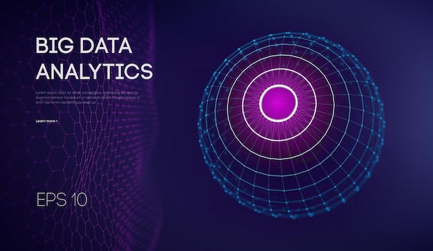 Vector big data visualization. background 3d .big data connection background. cyber technology ai tech wire network futuristic wireframe data visualisation. vector illustration . artificial intelligence .