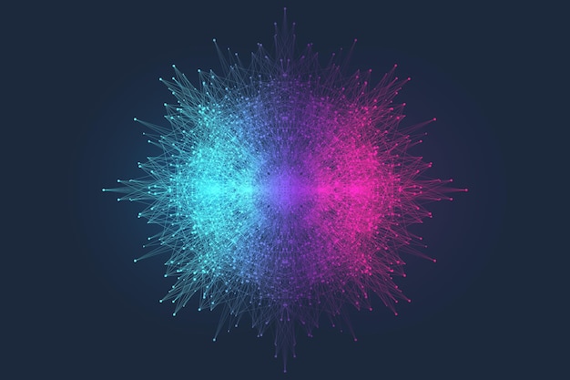 Vector big data visualization big data machine learning algorithms data array visualization visual information complexity futuristic analysis of infographics information vector illustration