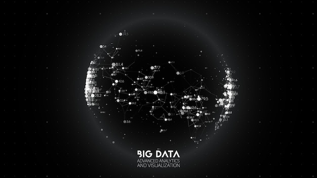 Vector big data visualization. futuristic infographic. information aesthetic design. visual data complexity. complex data threads graphic visualization. abstract data graph.