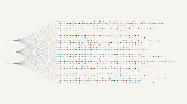 Vector big data visualization social network financial analysis of complex databases data mining vector technology background information analytics concept