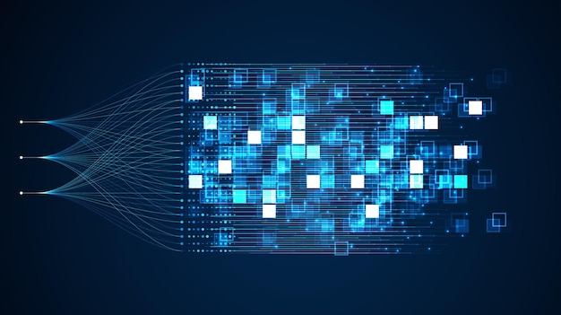 Vector big data visualization social network financial analysis of complex databases data mining vector technology background information analytics concept