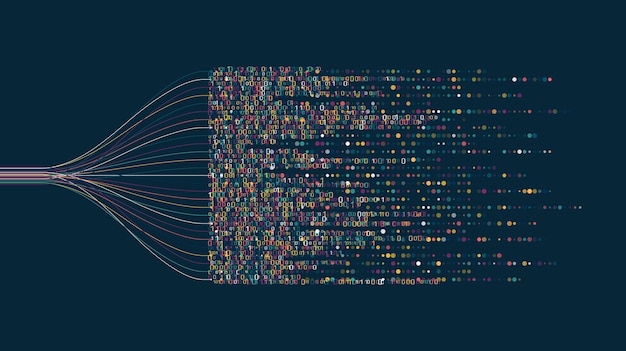 Vector big data visualization social network financial analysis of complex databases data mining vector technology background information analytics concept